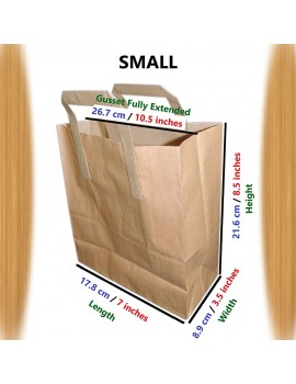 Strong Brown Paper Bags with Handles for Sandwich School Lunch Takeaway Food Shopping Birthday Party Wedding Christmas Paper Bags Gift Bags Recyclable Packaging Eco Friendly Kraft Small 50 Pack - B08BX82SN4M