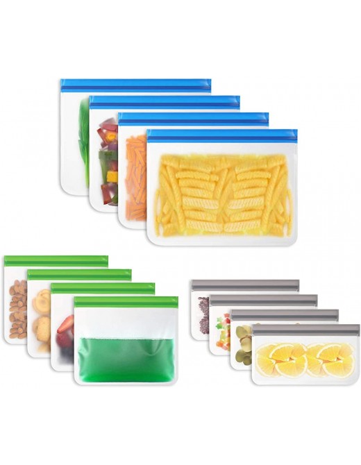 Vicloon Reusable Food Storage Bag 12 Pack Reusable Freezer Bags Leakproof Storage Bag Ziplock Sandwich Bag Large Reusable Food Bags BPA Free Freezer Bag for Sandwich Snack Liquid Fruit Lunch - B08L7V81HDZ