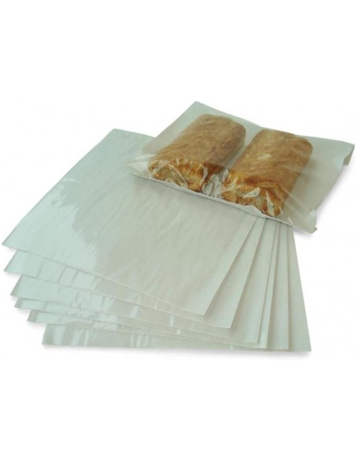 White Paper Bag Clear Film Fronted Front Cellophane Window Sandwich Food Paper Bags 250x250mm Pack of 100 Bags - B09JZNV5VXW