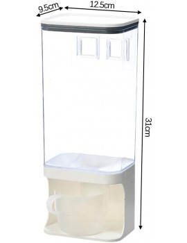 ATNR Wall-Mounted Food Dispenser 1500ml Dry Food Cereal Dispenser Plastic Clear Divided Rice Dry Food Container Storage Organizer Kitchen Food Storage for Home Kitchen - B092D2L468M