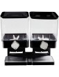 sq pro Double Square Cereal Dispenser Two Dry Food Plastic Canisters With Stand Black - B07K8RLCRXL