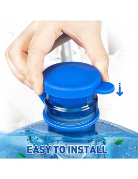 Ghopy Pack of 4 Silicone Water Jug Caps Reusable Water Bottle Caps Sealed Spill-proof Water Jug Top Lid Cover with Ring Design Replacement Cap Accessory Fits 55mm and 5 Gallon Bottles - B0B1X1FPLXN