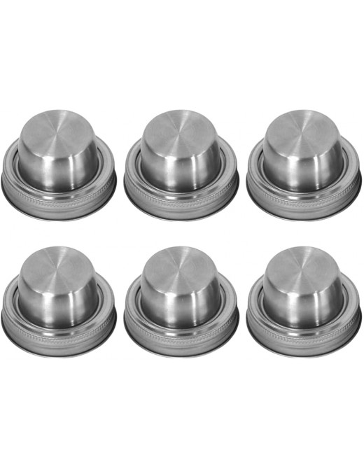 UPKOCH 6Pcs Mason Jar Shaker Lids Caps Stainless Steel for Cocktail Dredge Flour Mix Spices Sugar Salt Peppers and More or Shake Drinks Cocktail Silver - B0B25HHGVGA