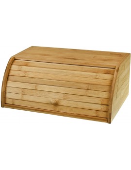 ASAB Bamboo Bread Bin Box Roll-Top Bread Box Capacity Wooden Countertop Storage Breadbox Kitchen Counter Large Keeper - B09M8Z1QTGA