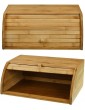 ASAB Bamboo Bread Bin Box Roll-Top Bread Box Capacity Wooden Countertop Storage Breadbox Kitchen Counter Large Keeper - B09M8Z1QTGA