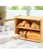 Bamboo Bread Box Two-Layer Bread Storage Holder Large Capacity Bread Bin Kitchen Organizer with Toaster Tong for Kitchen Countertop Pantry - B08TQF77BDZ