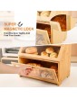 Bread Bins for Kitchen Double Wooden Bread Bin With 12 Pack Bread Bag & Bread Clip BEYONDA Large Bread Bins Storage with Clear Magnetic Front Lid - B09KC5W2CCH