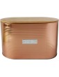 Denny ® Oval Bread Bin with Bamboo Lid White Grey Copper Copper - B08LNVHMCXT