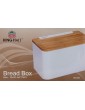 Elegant Stylish Bread Bin Steel with Wooden Made Chopping Board as a Lid: Bread Storage Box Black White - B075FGMCJ6L