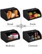 HollyHOME Bread Boxes with Stainless Steel Body Metal Home Storage Bin for Kitchen Counter Extra Large Bread Bin with Roll Up Easy Storage Bread Box Holder Lid Black - B08GR2D4LLB