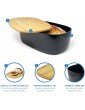 Joejis Eco-Friendly Bamboo Fibre Black Bread Bin Space Saving for Kitchen with Multiuse Lid Retro Bamboo Bread Box for Keeping Loaves & Pastries Fresh Longer - B07PZ2VK68K