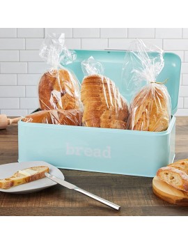 Juvale Bread Box For Kitchen Stainless Steel Bread Bin Storage Container For Loaves Pastries And More Retro Vintage Inspired Design Light Blue 16.75 X 9 X 6.5 Inches - B01E59ZE9SM