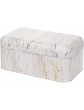 Lashuma Bread Bin Rectangular 36.5 x 21 cm White Marble Design Metal Storage Box - B09ZKWDKJKO