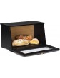 Leader Accessories Bamboo Bread Bin Small Bread Box Food Storage Space for Kitchen Retro 39x21x23cm Black - B09BQT46H9G