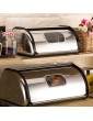 Roll Top Bread Bin Small Gorgeous Bread Box Food Storage Space for Kitchen Storage with Lid Biscuit Tea Coffee and Sugar containers Brilliant Stainless Steel Small - B09Z646FB6A