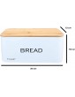 Stainless Steel Powder Coated Bread Bin with Bamboo Wooden Cutting Board Lid Food Storage Box by Crystals® White - B08CCCCD6DA