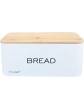 Stainless Steel Powder Coated Bread Bin with Bamboo Wooden Cutting Board Lid Food Storage Box by Crystals® White - B08CCCCD6DA