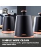 Tower Cavaletto Modern & Contemporary Black Bread Bin and Set of 3 Tea Coffee & Sugar Canisters. Kitchen Storage Set in Stylish Matte Black Finish with Elegant Rose Gold Accents - B09XF9H81HY