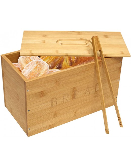 Traditional Wooden Bread Bin with Bread Clip Bread Bins Crock Holder Storage for Large Bread for Kitchen Need self-Assemble - B08R57ZZQBE