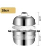 304 Stainless Steel Steamer Soup Pot 2-Layer Household with Steamer 28cm 30cm 32cm 34cm Thickened Suitable for Gas Stove Induction Cooker Suitable for 3-11 People Size : 28cm - B083D95JQ3X