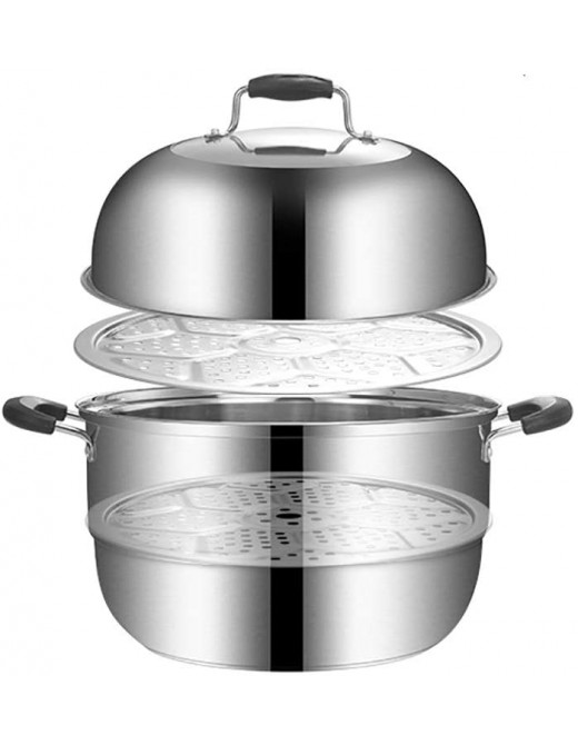 304 Stainless Steel Steamer Soup Pot 2-Layer Household with Steamer 28cm 30cm 32cm 34cm Thickened Suitable for Gas Stove Induction Cooker Suitable for 3-11 People Size : 28cm - B083D95JQ3X