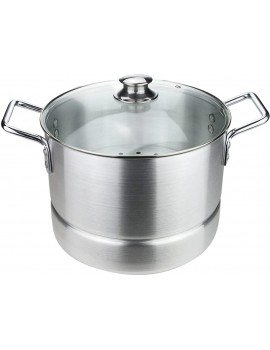Aluminium Steamer Cooker Pot Set with Glass Lid Large Steam Pot Pan Steamer Aluminium Food Vegetable Meat Chicken Lamb Steamer Cookware Kitchen 30cm - B095M7DTJ7C