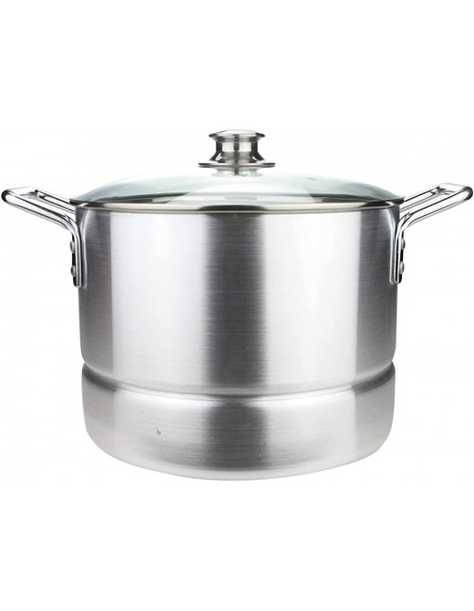 Aluminium Steamer Cooker Pot Set with Glass Lid Large Steam Pot Pan Steamer Aluminium Food Vegetable Meat Chicken Lamb Steamer Cookware Kitchen 30cm - B095M7DTJ7C