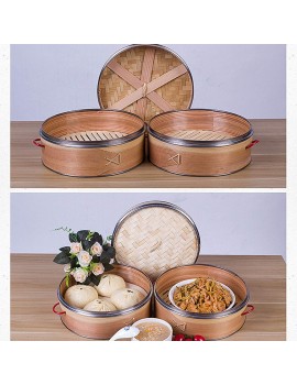 Bamboo Steamer Chinese Food Steamer Basket Bao Buns Dumplings and Vegetables Steam Basket Cooking Food Cooker 2 Tier & Lid - B092SJ3YPYY