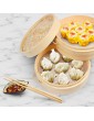Handmade 10 Inch Bamboo Steamer Two Tier Baskets with Lid with Bamboo Handles for Dumplings Rice Dim Sum Vegetables Fish and Meat Contains 2 Pairs of Chopsticks 2 Sauce Dishes 60 Liners - B0922R1D99R