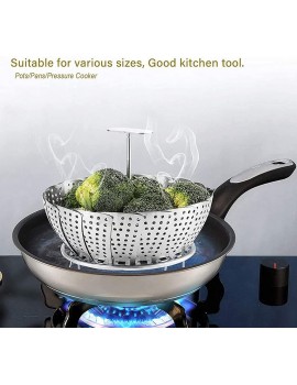 Hbaebdoo Steel Folding Vegetable Steamer Basket,Insert for Cooking Food,Expandable to Fit Various Size Pot5.1-9Inch - B09RPGYFXRC