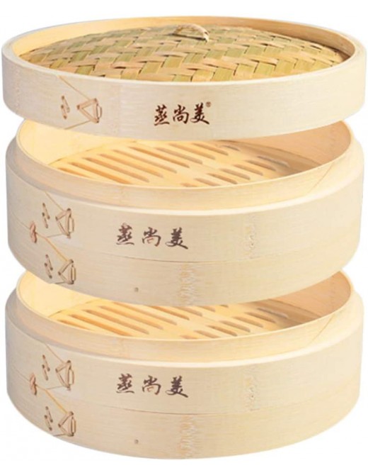 Hcooker 2 Tier Kitchen Bamboo Steamer Basket for Asian Cooking Buns Dumplings Vegetables Fish Rice - B07PXGSKR1T