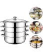 Hemoton Stainless Steel 4 Tier Steamer Pot Steaming Cookware Multifunction Steam Soup Pot - B08GZ514HJJ