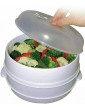 New 2 Tier Microwave Steamer Cooker Vegetables Healthy Pasta Rice Meat Fish Cooking Pot Pan Steaming Healthy Eating Essential - B0B1XPLYTDT