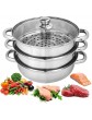 New 3 Tier Steamer Induction Steam Steaming Pot Stainless Steel Kitchen Cookware 22cm Cooking Pot Usable Home Kitchen Cookware - B08T5XWMSNG