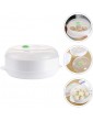 SOLUSTRE Microwave Steamer Round Food Steamer Fish and Vegetable Steam Rack Microwave Cooker Pan for Home Kitchen - B08R8R61BRU