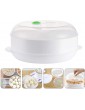 SOLUSTRE Microwave Steamer Round Food Steamer Fish and Vegetable Steam Rack Microwave Cooker Pan for Home Kitchen - B08R8R61BRU