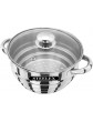 Stainless Steel Multi Steamer Insert with Glass Lid for 16 18 20cm Pots Pans Casserole Universal Steamer Insert Basket Mirror Polished - B08616CM5KC