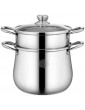 Steamer Pot Steamer Pot Thick Stainless Steel Pot Large Capacity Double Bottom Noodle Pot Porridge Pot Cooker Universal High Soup Pot Hot Steaming Pot Color : 24cm 2 Layers - B09X4ZQKB2C