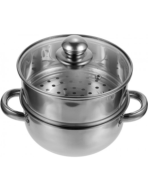 Yardwe Stainless Steel Steamer Pot Stockpot Stew Pot Soup Pot with Steamer Insert Lid Kitchen Cookware for Veggie Fish Seafood Cooking 18cm - B098QTJHDMC