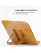 Bamboo Book Holder Stand Cook Book Stands Holders Recipe Book Stand Cookbook Stand with 2 Metal Page Holders Adjustable Bookrest Recipe Book Holder Stand for Kitchen Made of Bamboo 13.4x 9.45inch - B095WWRV8LR
