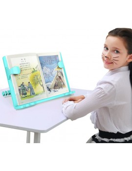 Book Stand for Reading Plastic Book Holder for Reading Hands Free Document Holder Stand for Typing Adjustable Angle Book Stand Foldable Book Holder with Page Paper Clips for Music Books Cookbook - B09NFQ5XHVQ