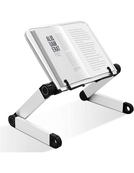 Book Stand for Reading,Ergonomic Adjustable Book Holder for Desk,Recipe Book Stand with Flexible Paper Clips,Portable Book Holder for Reading in Bed,Cook Book Holder Book Rest - B08RMQMDKZM