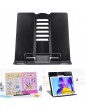 KLYNGTSK A5 Metal Book Stand Adjustable Recipe Book Holder Foldable Cookbook Stand Portable Reading Stand Document Stand Reading Bookrest with Page Holder for Files Magazine Tablet Music BookBlack - B08P4GSDTFQ