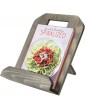 MyGift Vintage Gray Solid Wood Cutting Board Shaped Kitchen Cookbook Recipe Holder Stand with Kickstand - B088SZ6HTVT