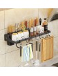 AXYWINBO Spice Rack Wall Mounted Spice Shelf for Kitchen Wall Hanging Storage Shelves Knife Holder Wall Mounted with 8 Removable Hooks for Spices Herbs Jars and Organize Cooking Utensils - B09VC13N1LY