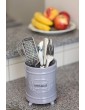 French Grey Ceramic Utensil Holder Vintage Style Kitchen Utensil Caddy Antique Design Cooking Utensil Organizer Rustic French Country Utensil Crock for Cooking Enthuziast - B07BR2J54XJ