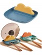Kitchen Utensil Rest with Drip Pad Heat-Resistant Pot Lid Holder Stand Multiple Utensils Countertop Organiser Rack for Spoon Ladles Tongs Spatula Fork Cartoon Flatware Rest Cooking Tools-Blue - B09YGGMCCXG
