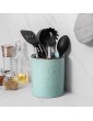 LIFVER Large Kitchen Utensil Holder Ceramic Utensils Crock for Countertop Non-Slip Design Rust Proof and Dishwasher Safe 7.2 x 6.2 | Blue - B07566QKBDV
