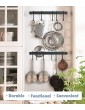 Nuovoware 16.3 Inch Utensils Organizer Hanging Rail with 15 S Hooks Detachable Pans Hanging Rail Space-Saving Kitchen Rail Rack for Pot Pan Lid Spatula Kitchen S Hooks for Utensils Black - B08V568CK9K