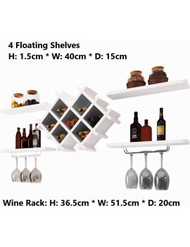 Best Value Here White Wall Mount Wine Rack Bottle Holder Champagne Metal Glass Storage Unit Floating Shelves Bar Accessories Shelving - B08N5986YXC